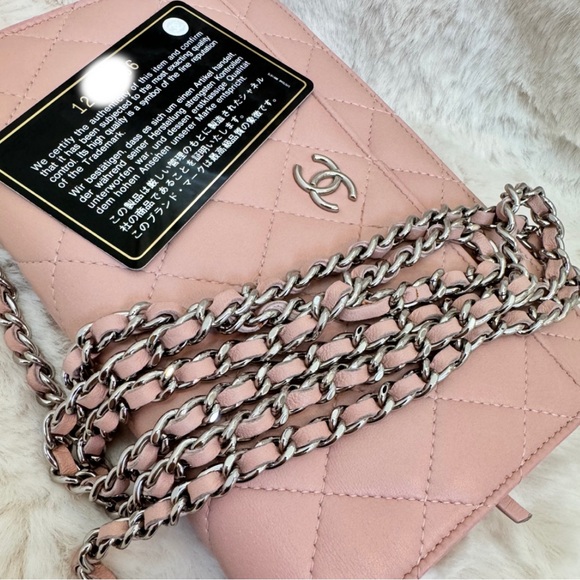 Chanel Pink Lambskin Classic Wallet on Chain - Picture 14 of 14